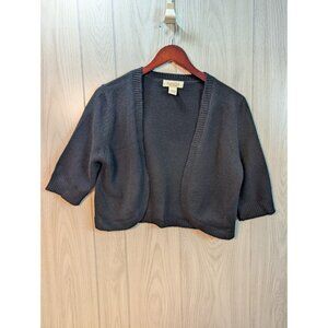 Peck & Peck Pure Cashmere Black Shrug Open Cardigan Sweater Women's Size Large